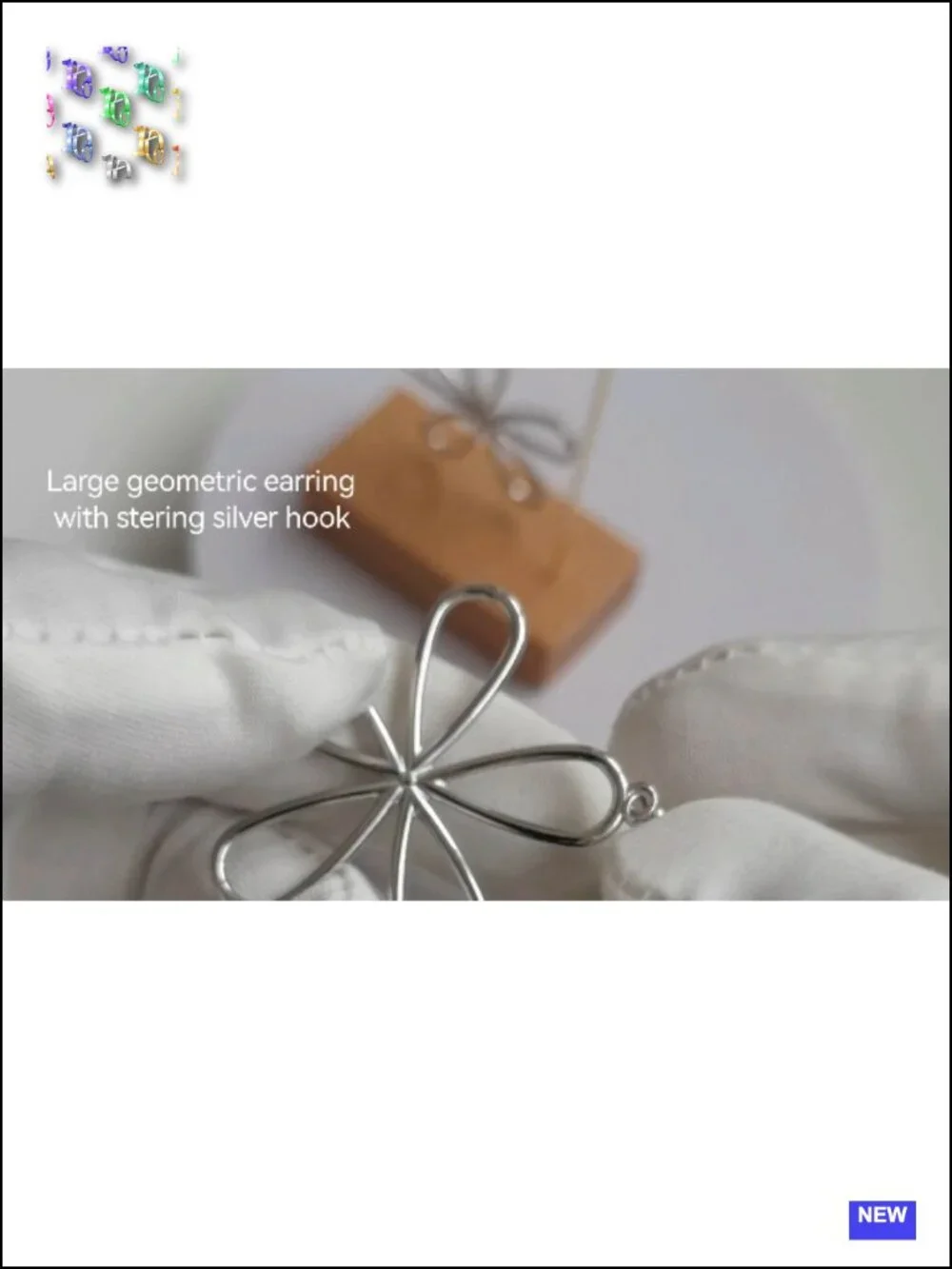Chunky Geometric Drop Earrings with Sterling Silver Hooks, Hypoallergenic